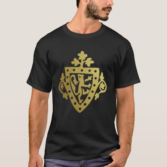 T-shirt Herald médiéval Rampant Lion Shield métal (Devant)