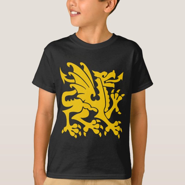 T-shirt Heraldic Dragon 01 - Ambre (Devant)
