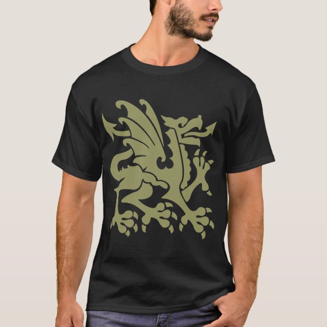 T-shirt Heraldic Dragon 01 - Khaki (Devant)