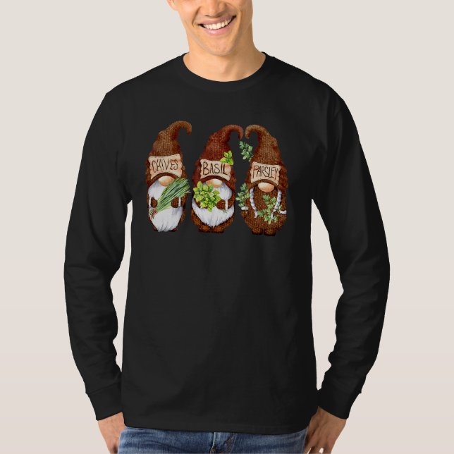 T-shirt Herbe Gnome Ciboulette Basil Cuisine persil Gnomes (Devant)