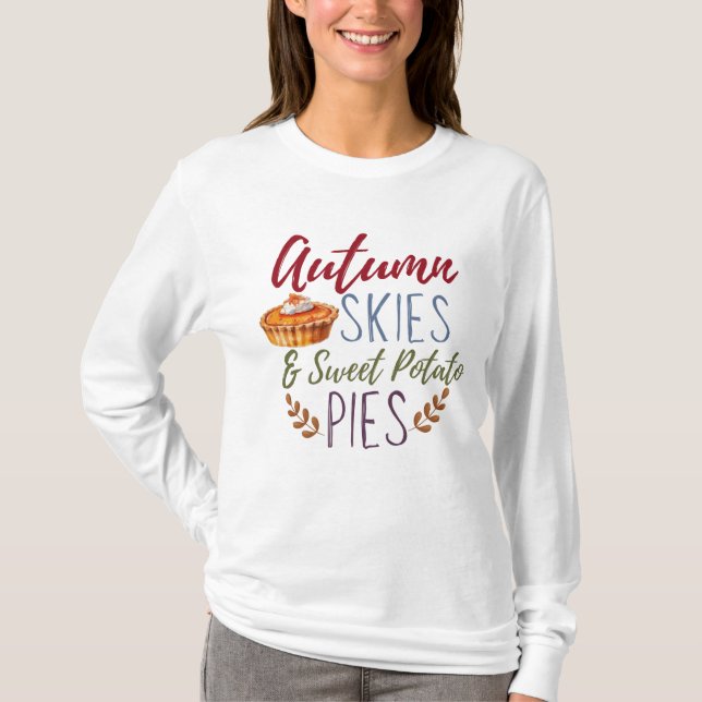 T - Shirt "Herbst Himmel und Süßkartoffeln" (Vorderseite)