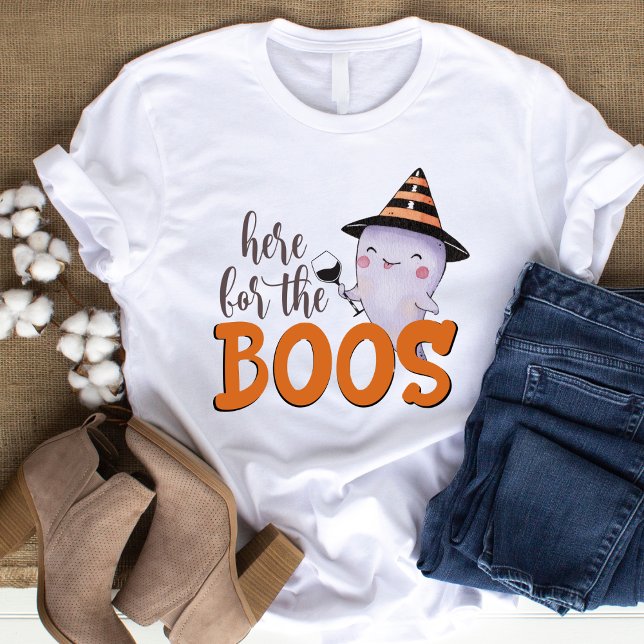 T-shirt Here For The Boos Wine Lover Halloween (Here For The Boos Wine Lover Halloween T-Shirt)