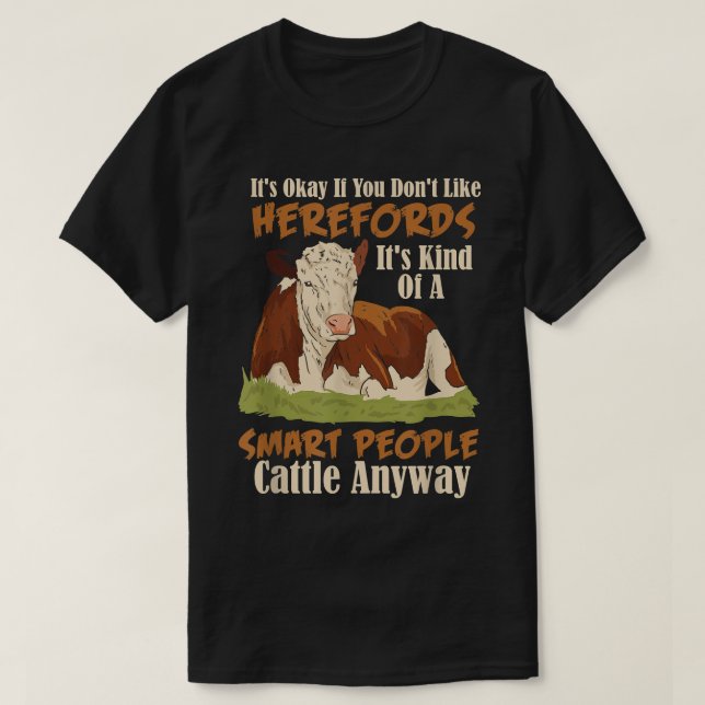 T-shirt Hereford Cattle Cow Herbe Hereford Breede (Design devant)