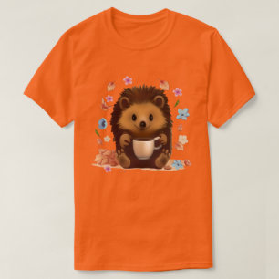 T-shirt Hérisson confortable avec café - Art d'automne mig