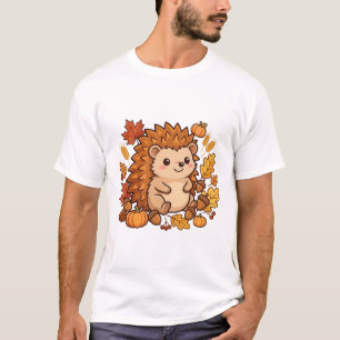 T-shirt Hérisson d'automne Feuilles Mortes Art Mignon de T
