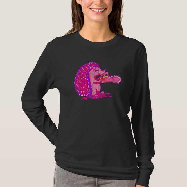 T-shirt Hérisson éffrayant Vaporwave Animal Déplaisant Cha (Devant)