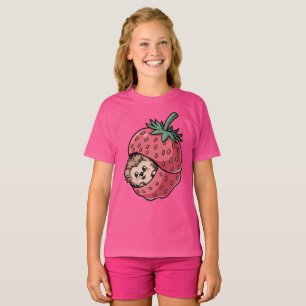 T-shirt Hérisson mignon à l'intérieur d'une fraise