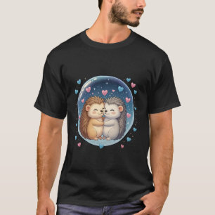 T-shirt Hérisson mignon qui embrasse dans une bulle étoilé