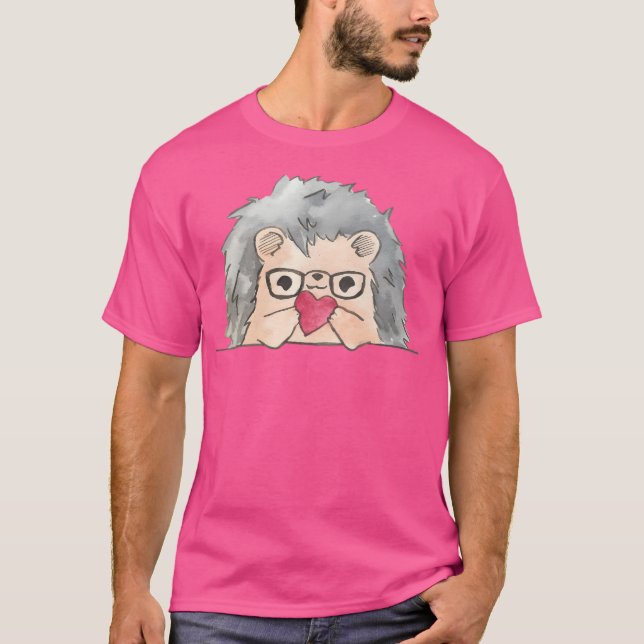T-shirt Hérisson Tenant Un Coeur (Devant)
