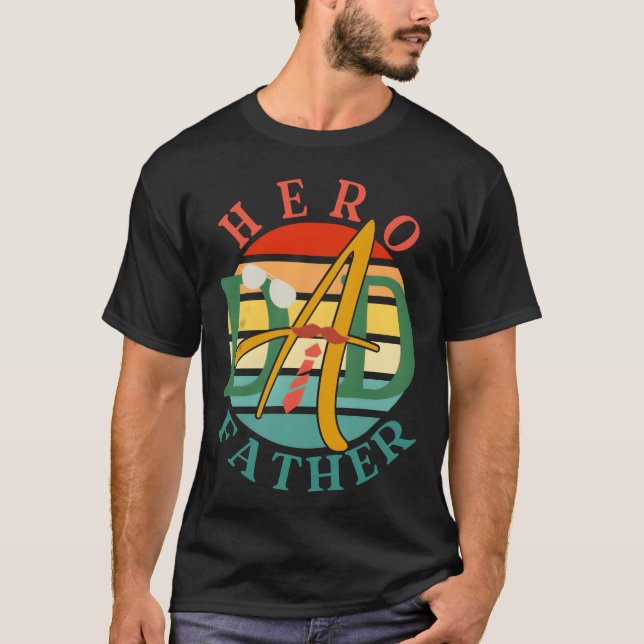 T-shirt Hero Papa Père rétro (Devant)