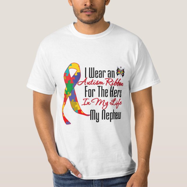 T-shirt Héros de ruban d'autisme dans ma vie mon neveu (Devant)