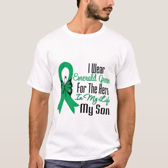 T-shirt Héros de ruban de Cancer de foie mon fils (Devant)