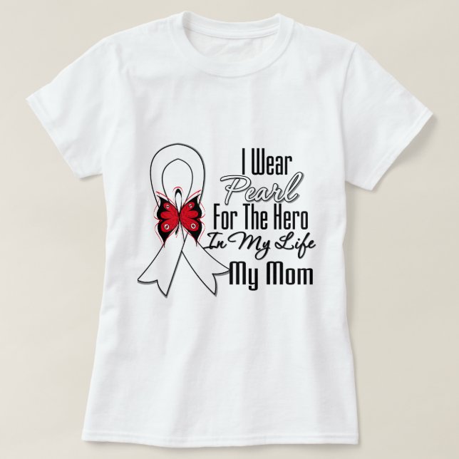 T-shirt Héros de ruban de cancer de poumon ma maman (Design devant)