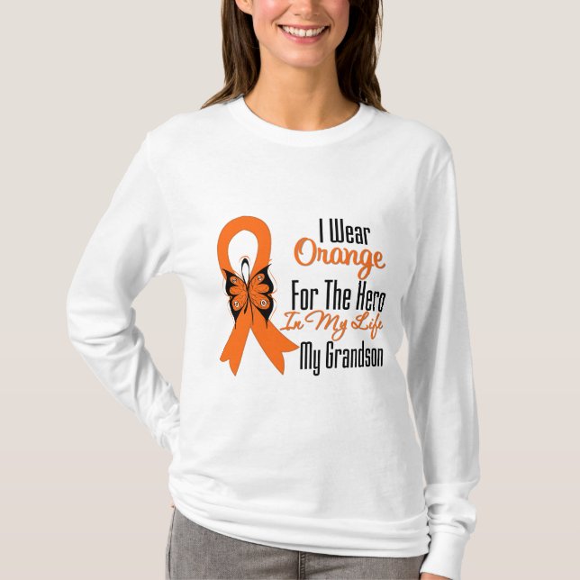 T-shirt Héros orange de ruban de leucémie mon petit-fils (Devant)