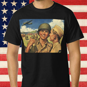 T-shirt Héros patriotiques vintage, hommes d'avion militai