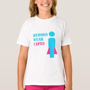 T - Shirt "Hero's Wear Capes" (Aquamarin/rosa)