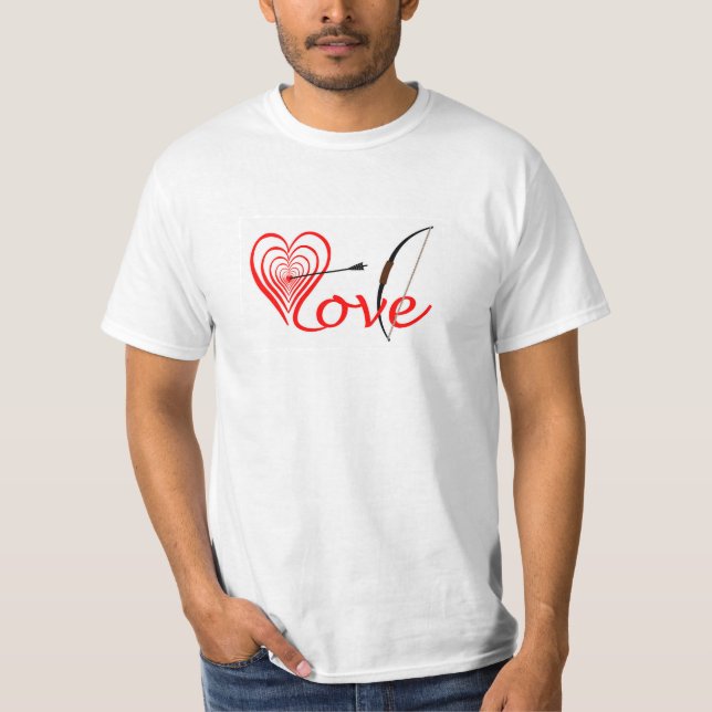 T-shirt Herz Liebe Dartscheibe mit Pfeil und Bogen (Devant)