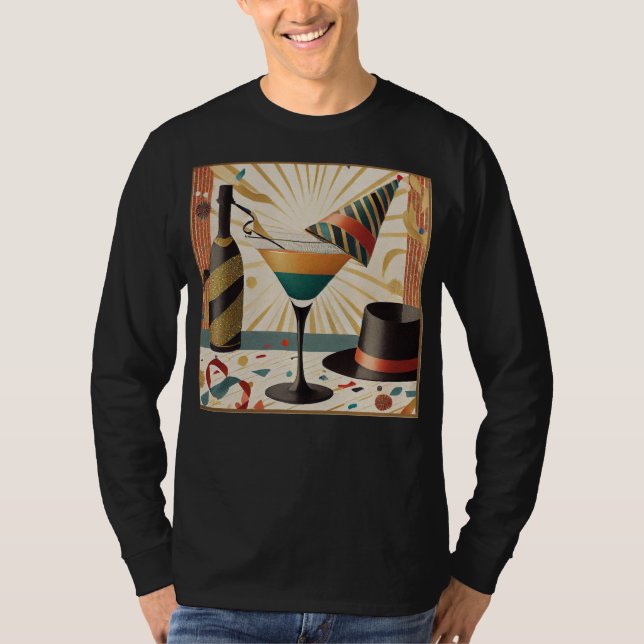 T-shirt Heure Cocktail Mi-Siècle - Nouvel An (Devant)