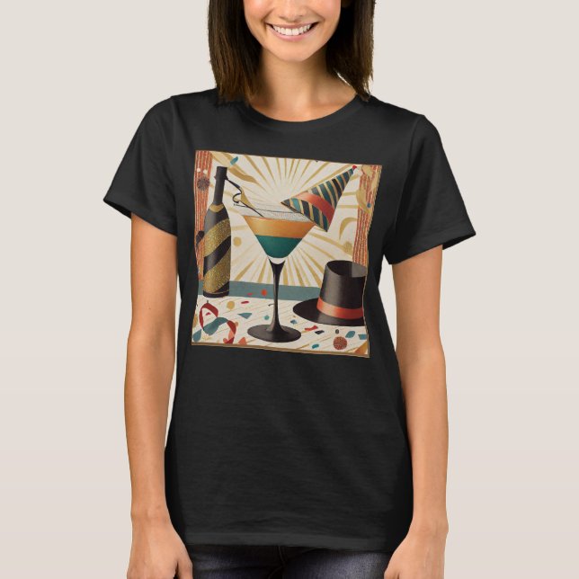 T-shirt Heure Cocktail Mi-Siècle - Nouvel An (Devant)