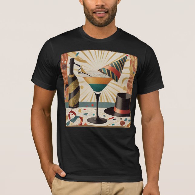T-shirt Heure Cocktail Mi-Siècle - Nouvel An (Devant)