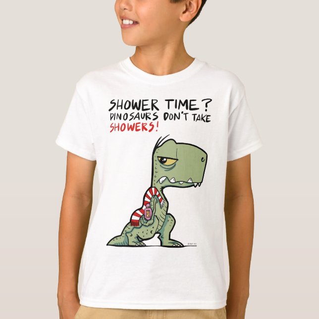 T-shirt Heure de la douche ? Drôle serviette T-Rex Dinosau (Devant)