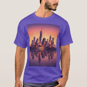 T-shirt Heure Dorée Skyline de Ville Moderne – Urbain Mini