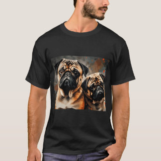 T-shirt Heure du goûter pour Pug - Pugs en amour Peinture 