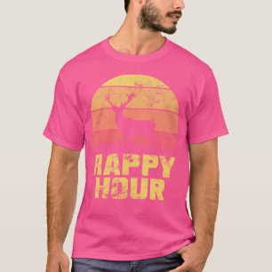 T-shirt Heure Heureuse Cerf Chasse Coucher de Soleil