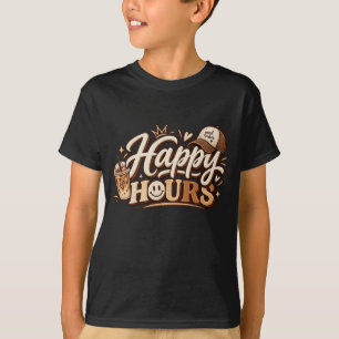 T-shirt Heures Heureuses Typographie Marron et Crème Vin