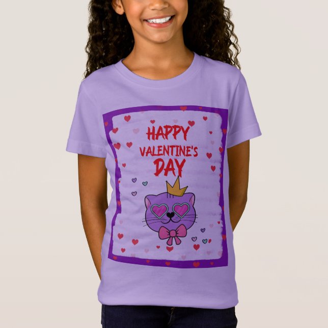 T-Shirt HEUREUSE SAINTE-VALENTIN AVEC CHAT CUTE (Devant)