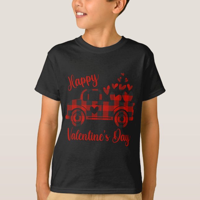 T-shirt Heureuse Sainte-Valentin Camion Rouge Coeur Amour  (Devant)
