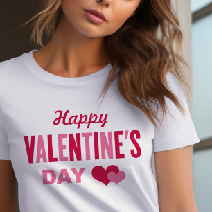 T-shirt Heureuse Sainte-Valentin Coeurs rouge et rose Femm