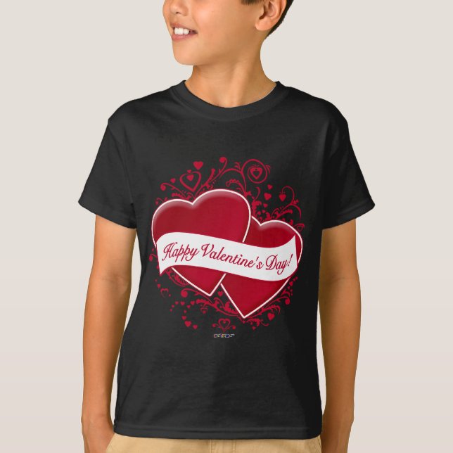 T-shirt Heureuse Sainte-Valentin !Cœurs rouges (Devant)