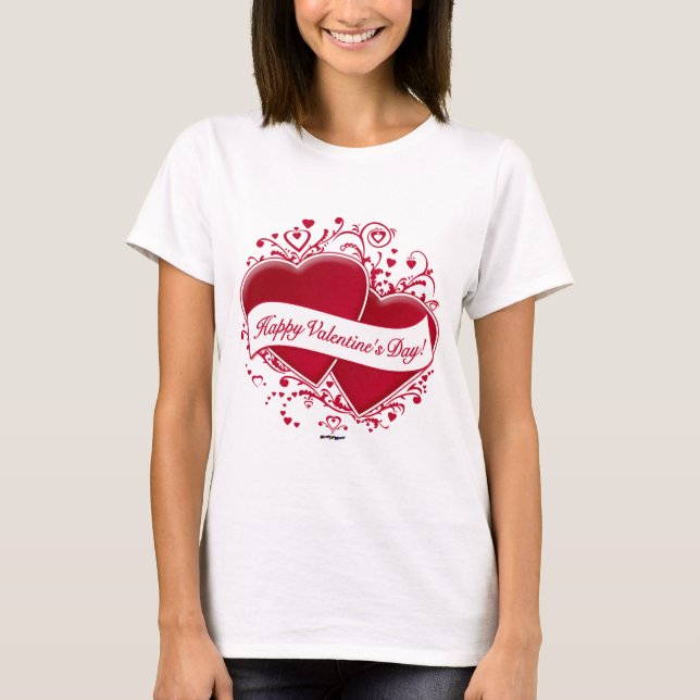 T-shirt   Heureuse Sainte-Valentin !Coeurs rouges (Devant)