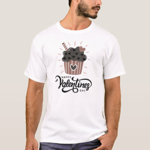 T-shirt Heureuse Sainte-Valentin cupcake au chocolat mig