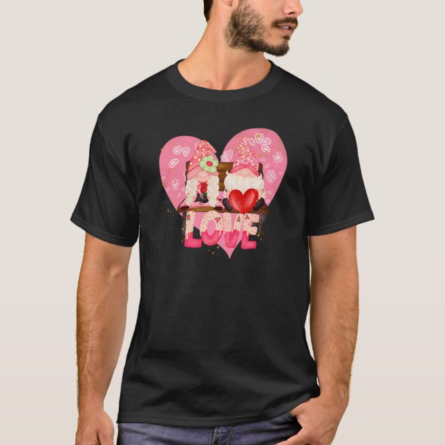 T-shirt Heureuse Sainte-Valentin Gnome Love Drôle Hommes F (Devant)