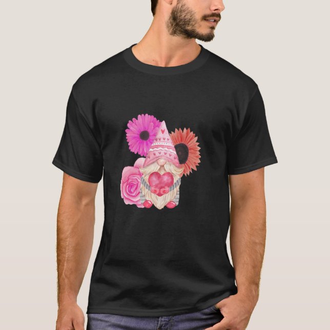 T-shirt Heureuse Sainte-Valentin Gnome Sunflowers (Devant)