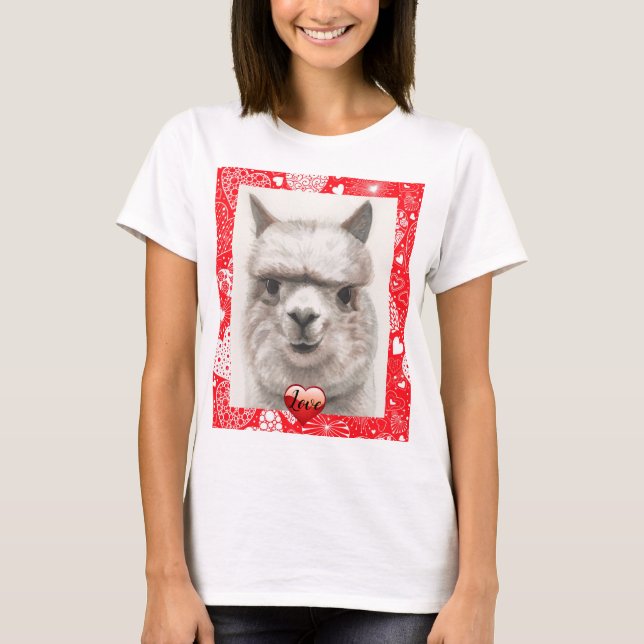T-shirt Heureuse Sainte-Valentin Llama Love Top (Devant)