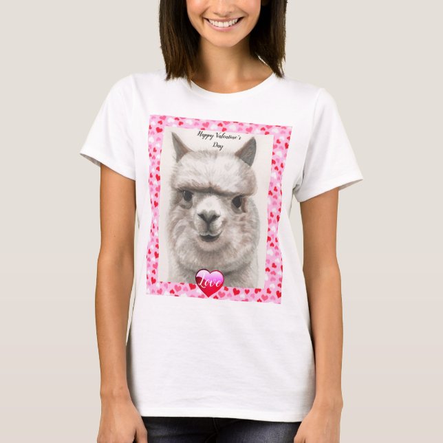 T-shirt Heureuse Sainte-Valentin Llama Love Top (Devant)