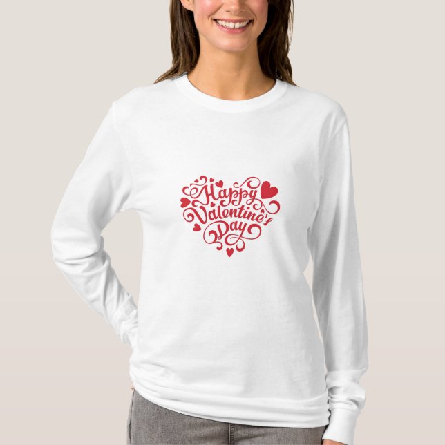 T-shirt Heureuse Sainte-Valentin long (Devant)
