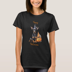 T-shirt Heureuse sorcière Halloween Doberman Pinscher