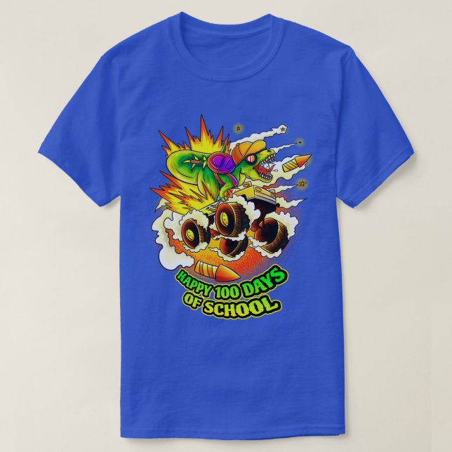 T-shirt heureux 100 jours de l'école dinosaure monstre cam (Design devant)