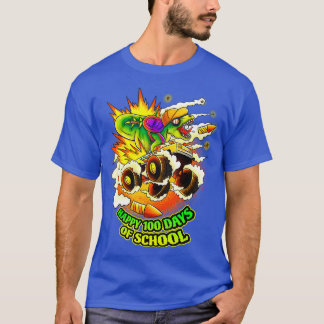 T-shirt heureux 100 jours de l'école dinosaure monstre cam