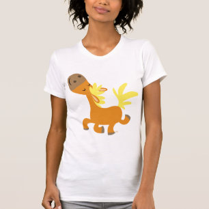 T-shirt heureux de femmes de poney de bande