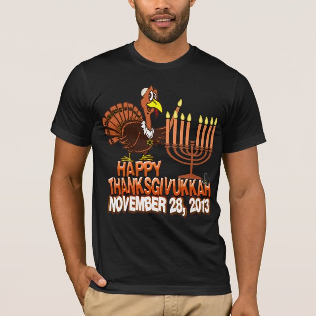 T-shirt heureux de Hanoukka de thanksgiving de (Devant)