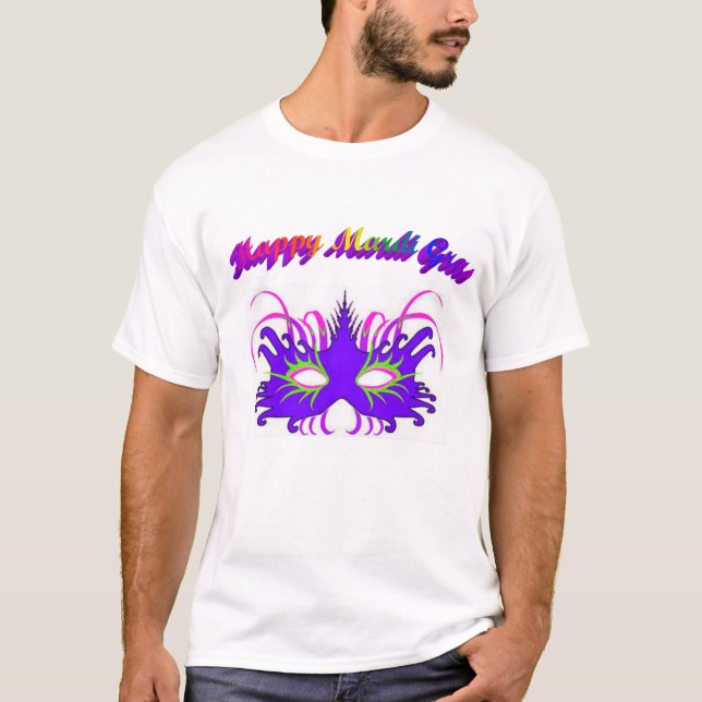 T-shirt heureux de masque de mardi gras (Devant)