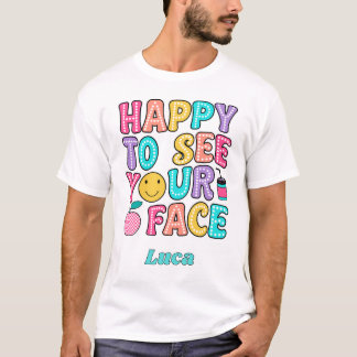 T-shirt Heureux de voir votre visage Professeur Rétro Mign