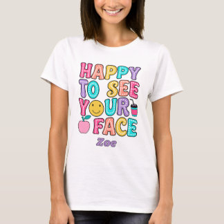 T-shirt Heureux de voir votre visage Professeur Rétro Mign