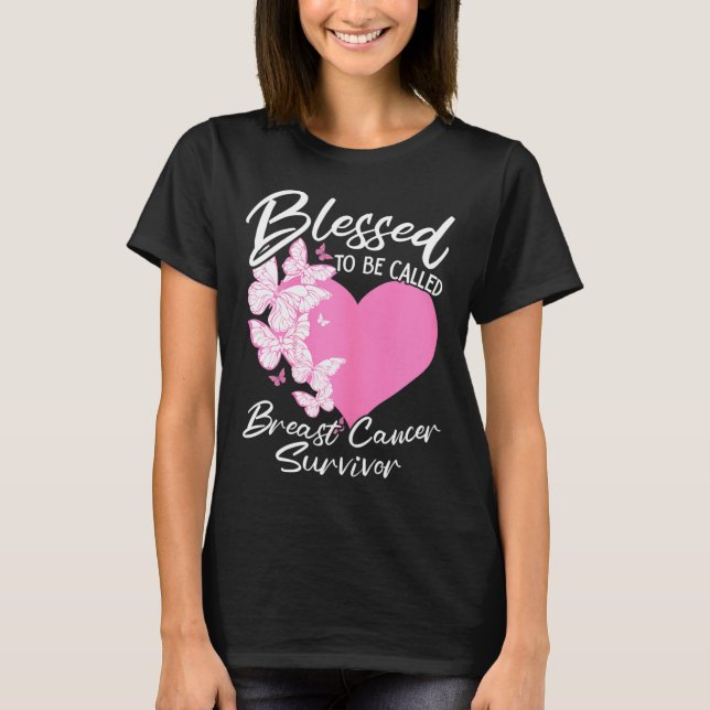 T-shirt Heureux D'Être Appelé Cancer Du Sein Survivant Pin (Devant)