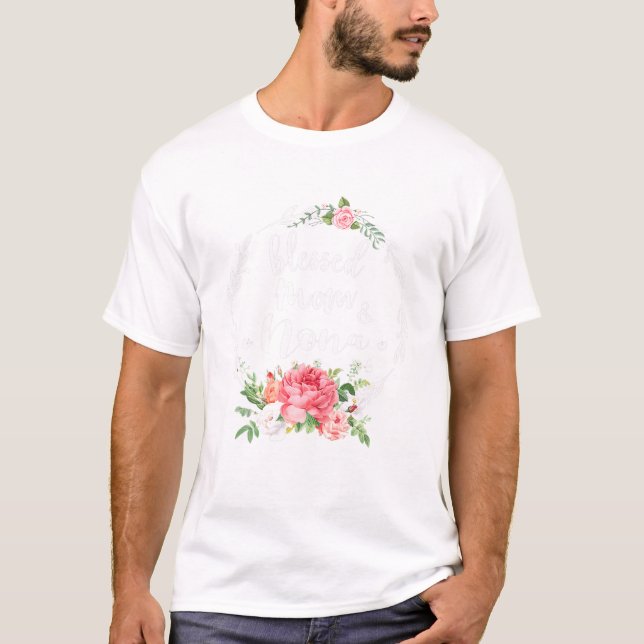 T-shirt Heureux D'Être Appelé Maman Et NONA Jolie Fleur Ca (Devant)